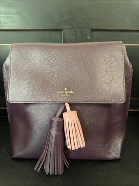 kate spade Plum and Blush Leather Tassel Backpack